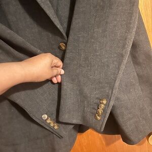 Chic Charcoal Blazer with Gold Accents